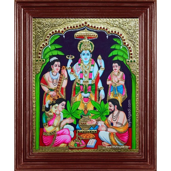 Sri Satyanarayana Swamy Tanjore Painting Sri Satyanarayana Swamy Tanjore Painting