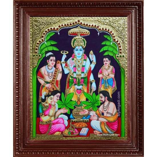 Sri Satyanarayana Swamy Tanjore Painting Sri Satyanarayana Swamy Tanjore Painting