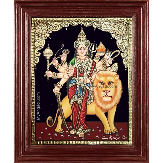 Simha Vahini Durgai Tanjore Painting Simha Vahini Durgai Tanjore Painting