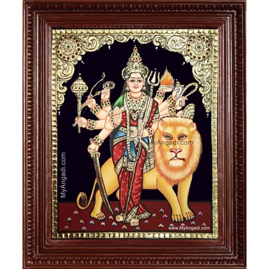 Simha Vahini Durgai Tanjore Painting Simha Vahini Durgai Tanjore Painting