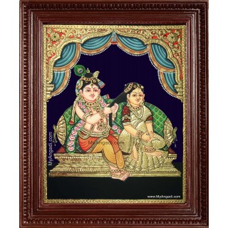 Krishna Adorning Radha Tanjore Painting