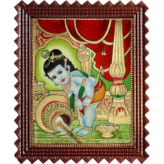 Vennai Thaazhi Krishna Tanjore Painting Vennai Thaazhi Krishna Tanjore Painting