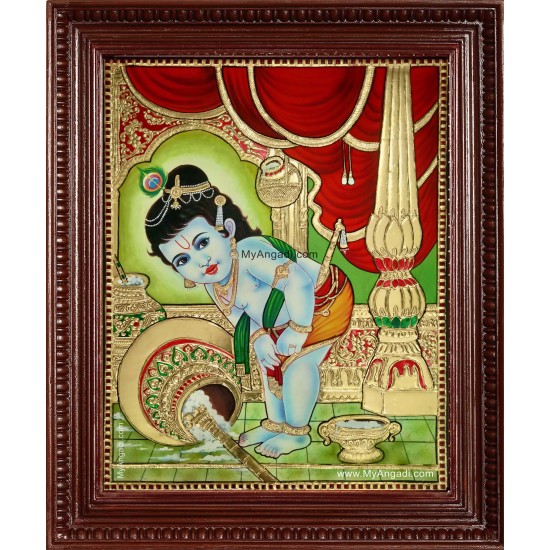 Vennai Thaazhi Krishna Tanjore Painting Vennai Thaazhi Krishna Tanjore Painting