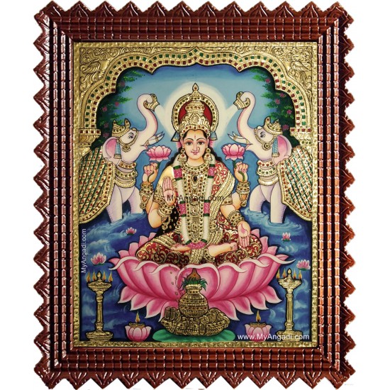 Goddess Gaja Lakshmi Tanjore Painting