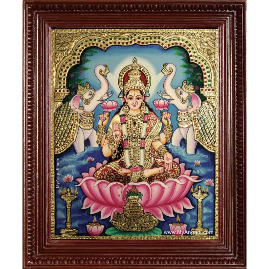 Goddess Gaja Lakshmi Tanjore Painting