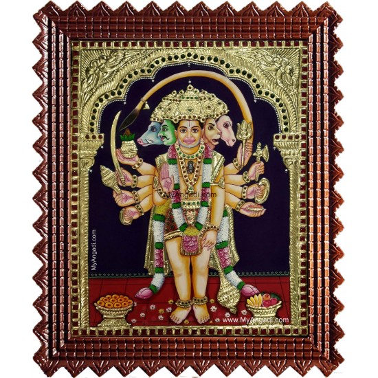 Panchamuga Hanuman Tanjore Painting Panchamuga Hanuman Tanjore Painting