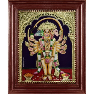 Panchamuga Hanuman Tanjore Painting