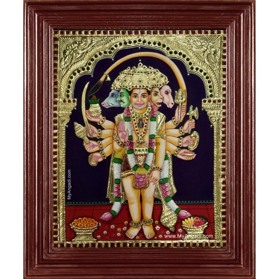 Panchamuga Hanuman Tanjore Painting Panchamuga Hanuman Tanjore Painting