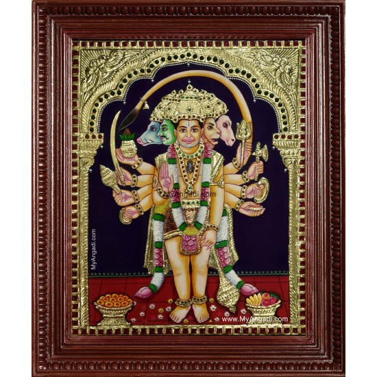Panchamuga Hanuman Tanjore Painting Panchamuga Hanuman Tanjore Painting
