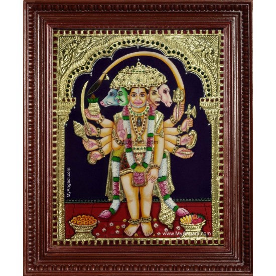 Panchamuga Hanuman Tanjore Painting