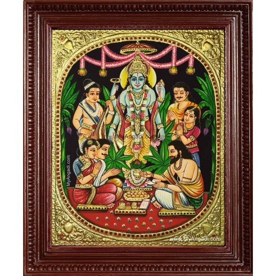 Lord Sathya Narayana Swami Tanjore Painting