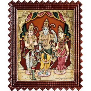 Shri Ramar Sitadevi Lakshmanan Hanuman Tanjore Painting Shri Ramar Sitadevi Lakshmanan Hanuman Tanjore Painting