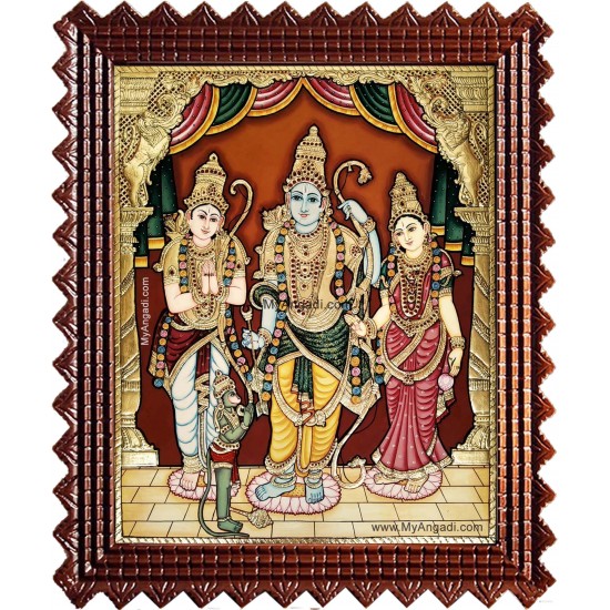 Shri Ramar Sitadevi Lakshmanan Hanuman Tanjore Painting Shri Ramar Sitadevi Lakshmanan Hanuman Tanjore Painting