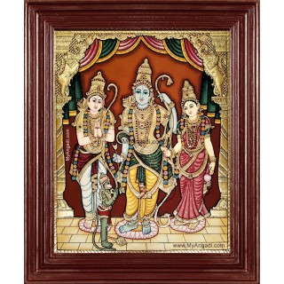 Shri Ramar Sitadevi Lakshmanan Hanuman Tanjore Painting