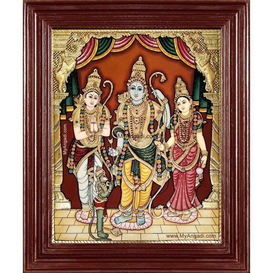 Shri Ramar Sitadevi Lakshmanan Hanuman Tanjore Painting Shri Ramar Sitadevi Lakshmanan Hanuman Tanjore Painting