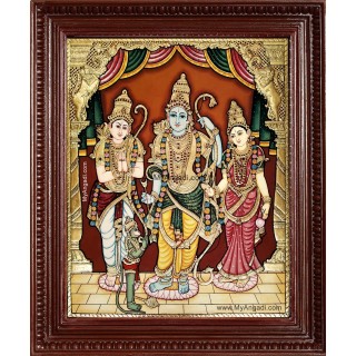 Shri Ramar Sitadevi Lakshmanan Hanuman Tanjore Painting
