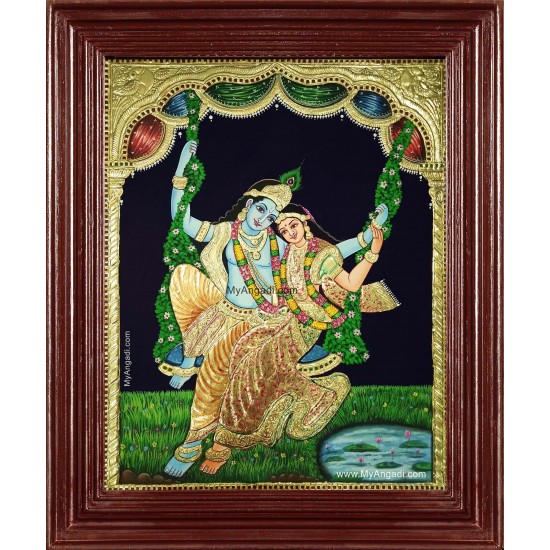 Jhula Radha Krishna Tanjore Painting