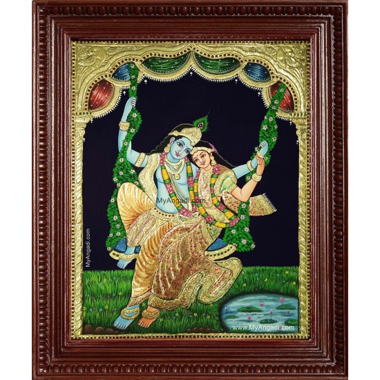 Jhula Radha Krishna Tanjore Painting