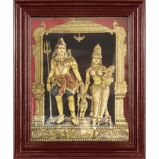 Lord Shiva Parvathi Ganesha Murugan Tanjore Painting