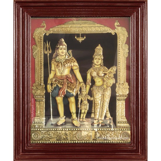 Lord Shiva Parvathi Ganesha Murugan Tanjore Painting Lord Shiva Parvathi Ganesha Murugan Tanjore Painting
