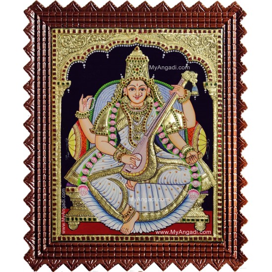 Saraswathi Devi Tanjore Painting