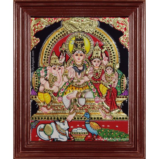 Shiva Family Tanjore Painting Shiva Family Tanjore Painting