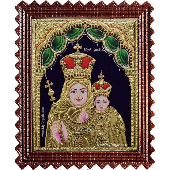 Mary With Infant Jesus Tanjore Painting