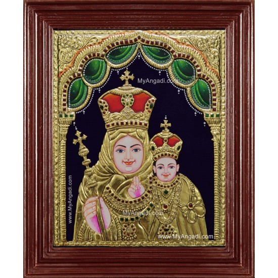 Mary With Infant Jesus Tanjore Painting