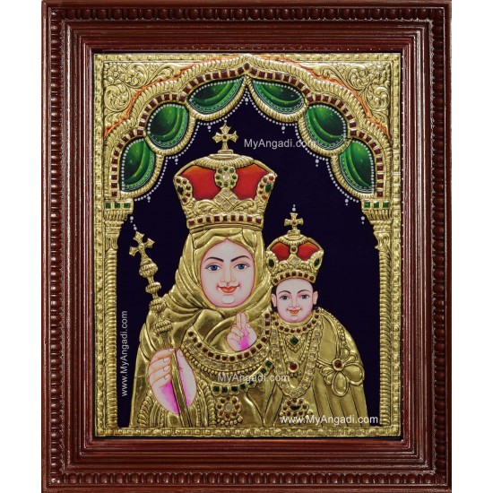 Mary With Infant Jesus Tanjore Painting