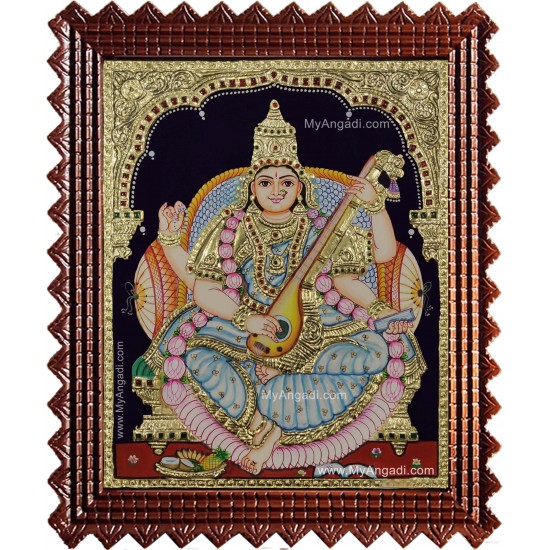 Goddess Saraswati Devi Tanjore Painting