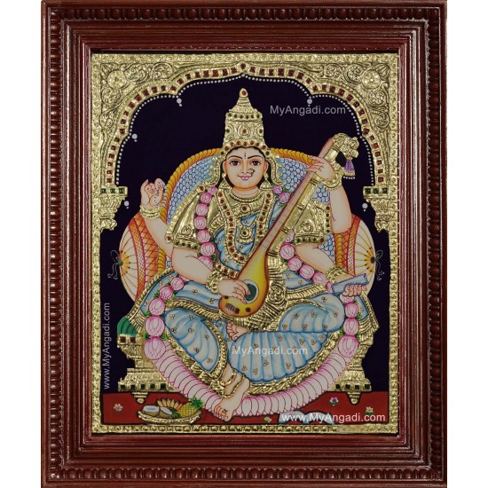 Goddess Saraswati Devi Tanjore Painting