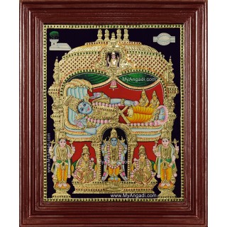 Ranganathar Sri Devi Bhu Devi Tanjore Painting