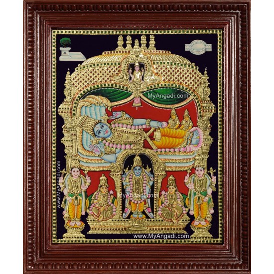 Ranganathar Sri Devi Bhu Devi Tanjore Painting