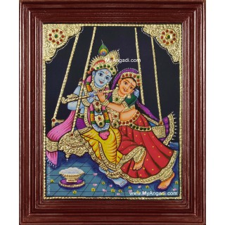 Jhula Radha Krishna Tanjore Painting