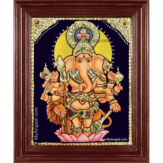 Kan Drishti Ganapathi Tanjore Painting