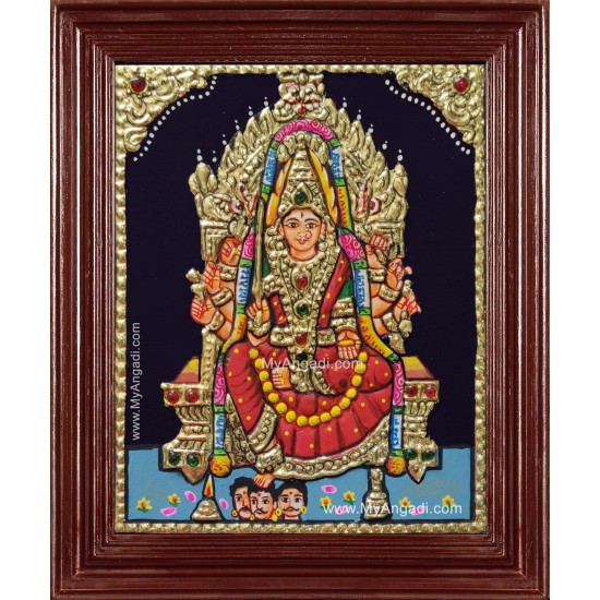 Small Size Samyapuram Mariamman Tanjore Painting Small Size Samyapuram Mariamman Tanjore Painting