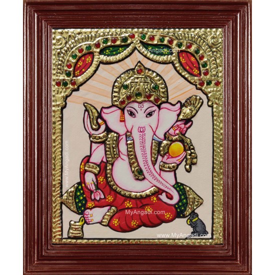 Small Size Ganesha Tanjore Painting Small Size Ganesha Tanjore Painting