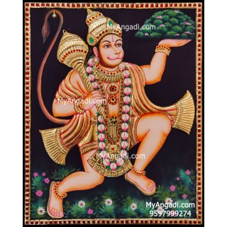 Hanuman Double Emboss Tanjore Painting