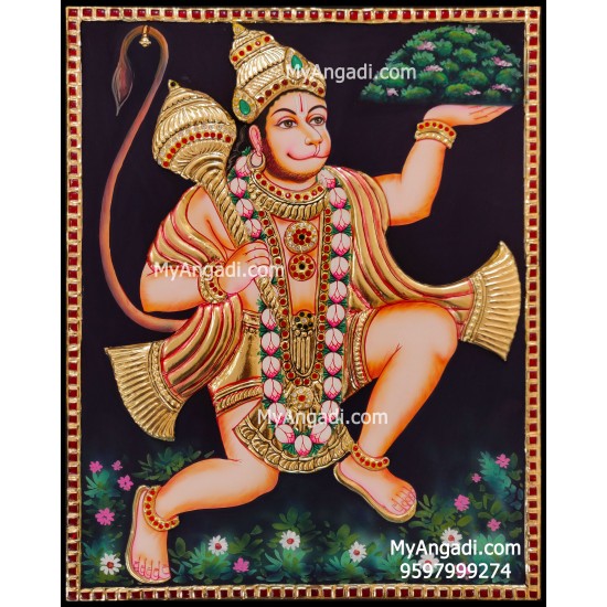 Hanuman Double Emboss Tanjore Painting Hanuman Double Emboss Tanjore Painting