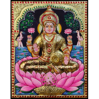 3D Gajalakshmi Tanjore Painting