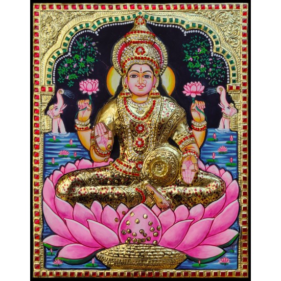 3D Gajalakshmi Tanjore Painting
