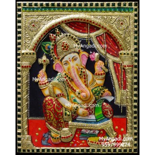 Ganesha 3d Embossed Tanjore Painting