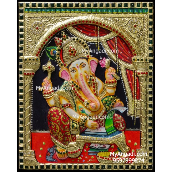 Ganesha 3d Embossed Tanjore Painting Ganesha 3d Embossed Tanjore Painting