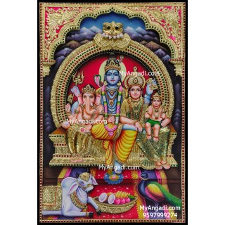 Shiva Family 3d Tanjore Painting