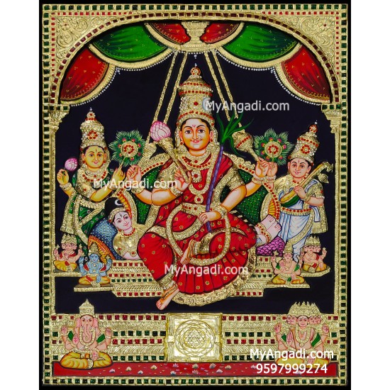 3D Raja Rajeshwari Tanjore Painting