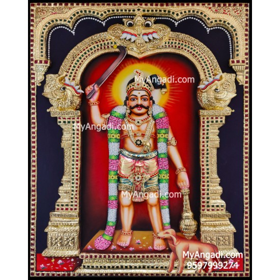 3D Madurai Veeran Tanjore Painting