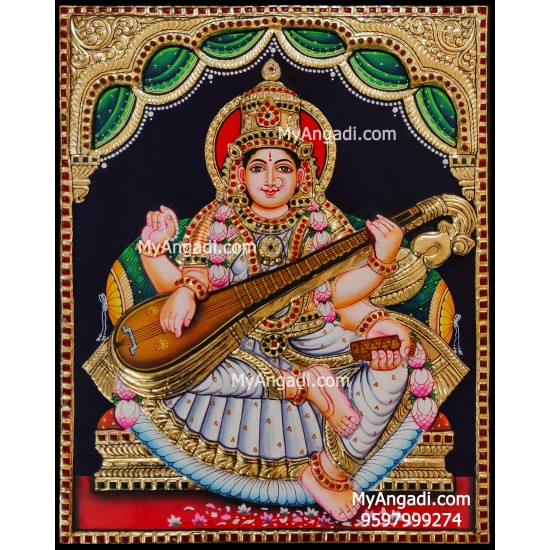 Saraswathi 3d Tanjore Painting