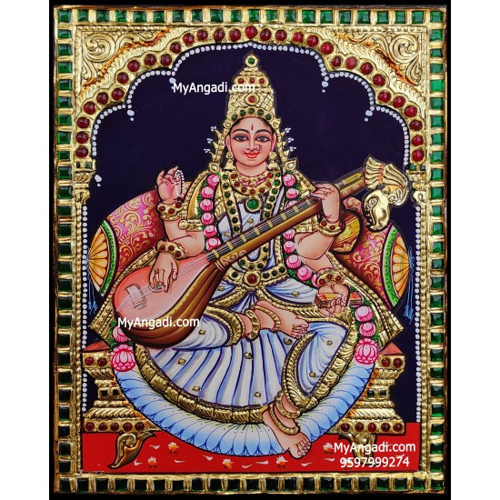Saraswathi Devi Tanjore Painting Saraswathi Devi Tanjore Painting