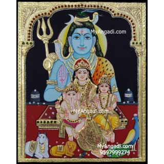 Shiva Family Paarvathi Ganesh Murugan Tanjore Painting