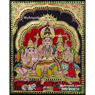 Shiva Family Paarvathi Ganesh Murugan Tanjore Painting